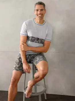 Пижама, цвет Hellgrau-Meliert-Bedruckt