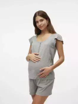 Пижама для беременных Mamalicious "MLMIRA LGM LIA CAP JRS PAJAMAS 2F NOOS" (комплект, 2 шт.), серый