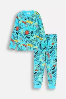 Пижама для детей из шерсти крокодила Coccodrillo, бирюзовый