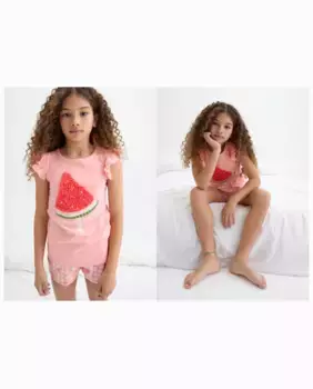 Пижама для девочек с коротким принтом Cotton Juice, цвет Rosa