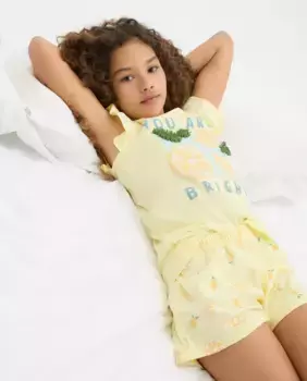 Пижама для девочек с коротким принтом Cotton Juice, жёлтый
