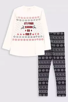 Пижама для девочки Coccodrillo разноцветный хлопок с длинными рукавами