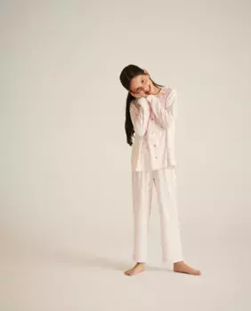 Пижама для девочки с цветочным принтом Cotton Juice, розовый