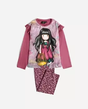 Пижама для девочки с длинными рукавами и рисунком спереди. Santoro, фиолетовый