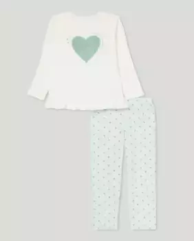 Пижама для девочки с принтом Cotton Juice, зеленый