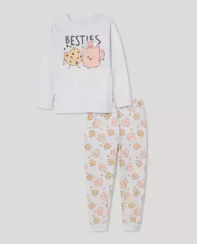 Пижама для девочки с принтом печенья Cotton Juice, черный