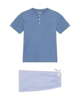Пижама для мальчика комбинированная трикотажная футболка джинсы брюки в полоску Kiff-Kiff, светло-синий