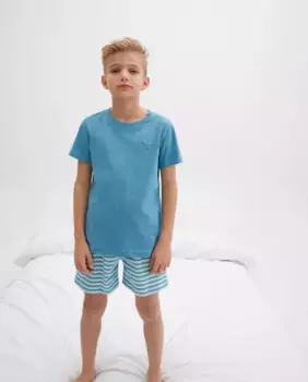 Пижама для мальчика с брюками в полоску Cotton Juice, зеленый