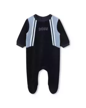 Пижама для мальчика с длинными рукавами и логотипом спереди BOSS Kidswear, темно-синий