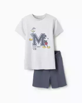 Пижама для мальчика с короткими рукавами и мотивом Микки и Дональда Zippy, светло-серый