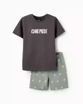 Пижама для мальчика с короткими рукавами и рисунком спереди Zippy, темно-серый