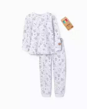 Пижама для мальчика с мотивом эмоций и набором фломастеров Zippy, белый