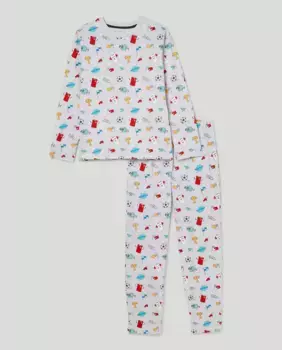 Пижама для мальчика с принтом в виде футбольного мотива Cotton Juice, мультиколор