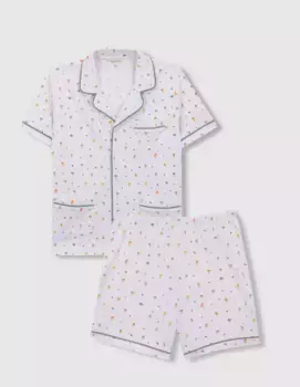 Пижама для мальчиков круглой вязки из двух частей с принтом Gocco, белый