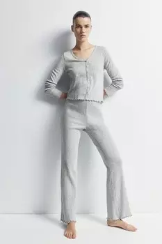 Пижама для мамы из трикотажа-пуантелле H&M, серый