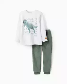 Пижама для полярного мальчика на тему динозавров Zippy, белый