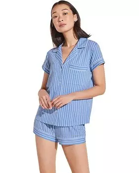 Пижама Eberjey Gisele Printed - The Shortie Short, цвет Nordic Stripes Vista Blue/Ivory