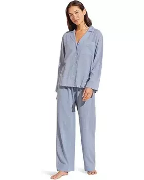 Пижама Eberjey Nautico Long, цвет Wedgewood Blue/White
