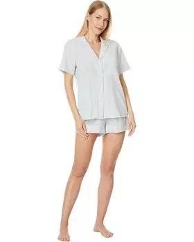 Пижама Eberjey Nautico Shortie Pj Set, цвет White/Forest Green