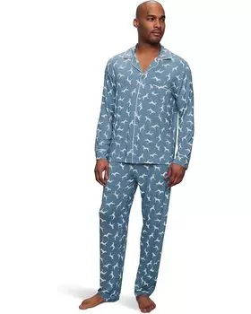 Пижама Eberjey William Printed PJ Set, цвет Dalmatian Faded Denim/Ivory