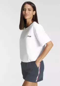Пижама Fila (комплект, 2 шт.), на резинке, присборенный пояс, красный