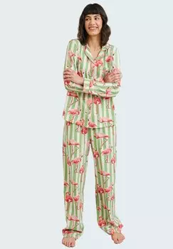 Пижама FLAMINGO STRIPE PRINT SET Chelsea Peers, зеленый