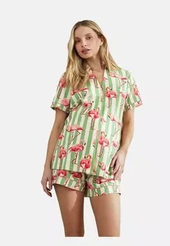 Пижама FLAMINGO STRIPE PRINT SET Chelsea Peers, зеленый