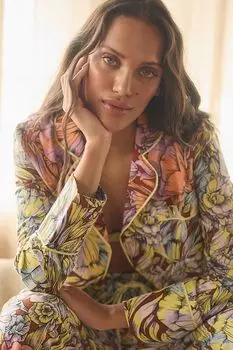 Пижама фланелевая Anthropologie на пуговицах, фиолетовый