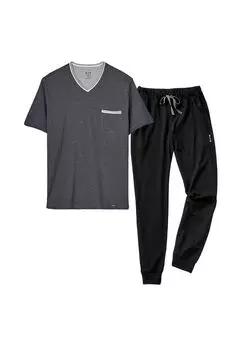 Пижама - футболка с длинными брюками с поясом Night & Home CiTO, цвет Grau Schwarz