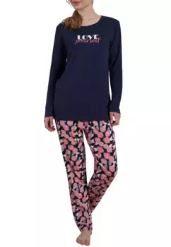 Пижама GTZBURG "Valencia" (2 шт.) впечатляют интересным принтом и брюками в тон, цвет Blau-Mittel-Allover