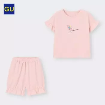 Пижама GU Ultimate Girl Living Set с принтом, темно-синий