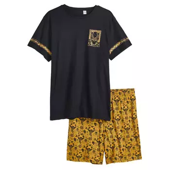 Пижама H&amp;M Black Panther T-shirt And Shorts, черный/желтый