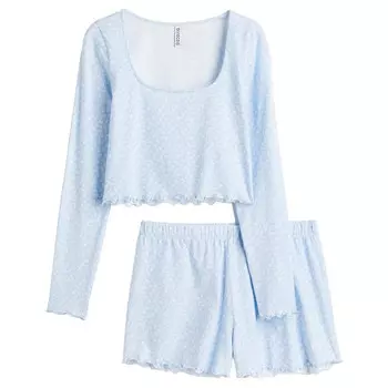 Пижама H&amp;M Floral Top and Shorts, светло-синий