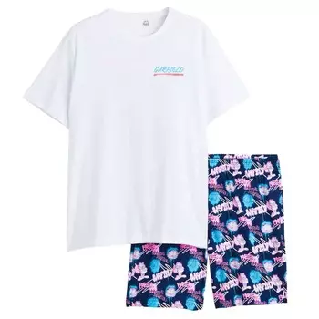 Пижама H&amp;M Garfield T-shirt And Shorts, белый/синий