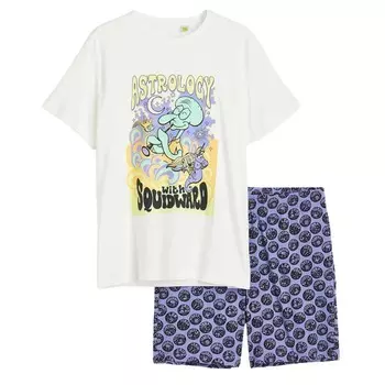 Пижама H&amp;M SpongeBob SquarePants T-shirt And Shorts, белый/синий
