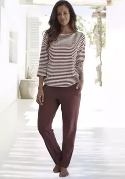 Пижама H.I.S (2 шт.), с вышивкой логотипа на груди, бордовый