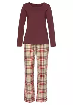 Пижама H.I.S, коричневый/красный
