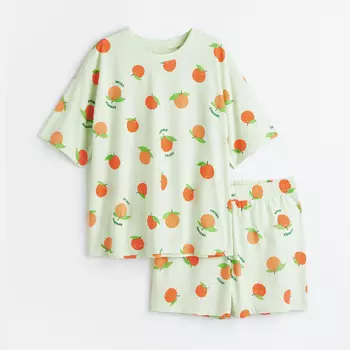 Пижама H&M Jersey Oranges, светло-зеленый