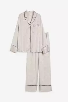 Пижама H&M Satin, светло-серый