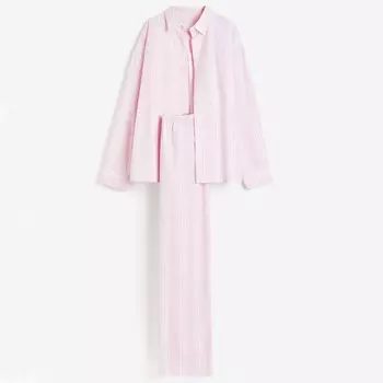 Пижама H&M Striped Shirt And Pants, светло-розовый