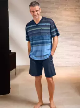 Пижама Hajo, цвет Marine-Geringelt