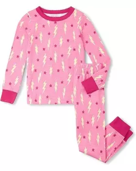 Пижама Hatley Kids Lightening Bolts & Stars Stretch Cotton Pajama Set, розовый