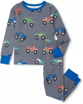 Пижама Hatley Kids Monster Trucks Stretch Cotton Pajama Set, серый