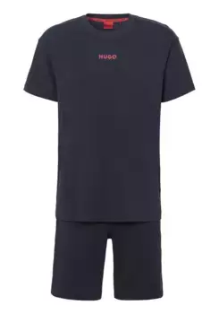 Пижама HUGO Underwear "Linked Short Set" (комплект, 2 шт., 2 шт.), с принтом HUGO, синий
