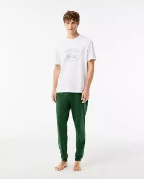 Пижама и брюки с контрастным принтом логотипа Lacoste, белый