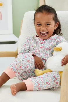 Пижама из джерси с цветочным узором Meadow Jojo Maman Bb, оранжевый