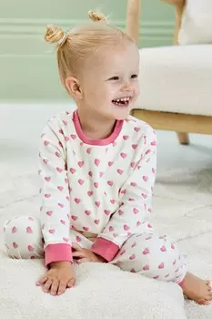 Пижама из джерси с рисунком в виде сердца Jojo Maman Bb, бежевый