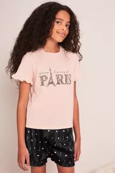 Пижама из джерси с шортами Lipsy, черный