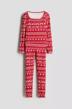 Пижама из джерси в рубчик H&M, красный