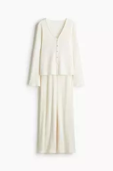 Пижама из джерси в рубчик H&M, бежевый